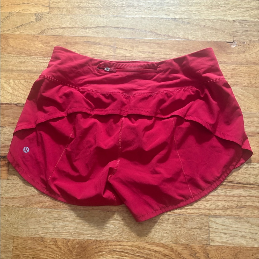 Lululemon Speed Up Red Shorts